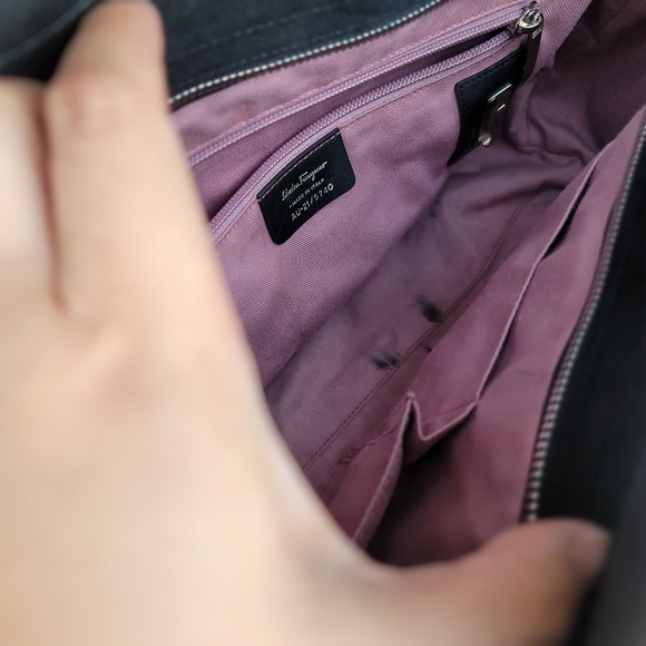 Salvatore Ferragamo Black Leather Suede Bag - Picture 8 of 16